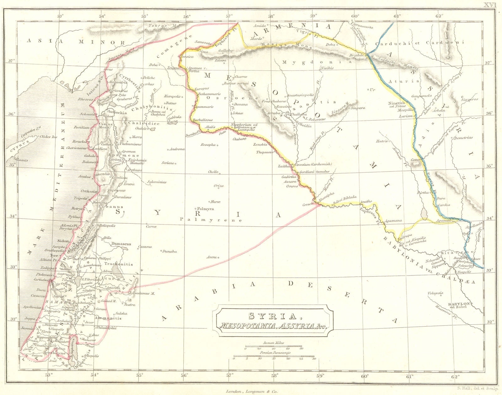 SYRIA. Syria, Mesopotamia, Assyria Iraq 1847 old antique map plan chart